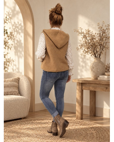 Chemisier fleuri taupe / camel Nawelle
