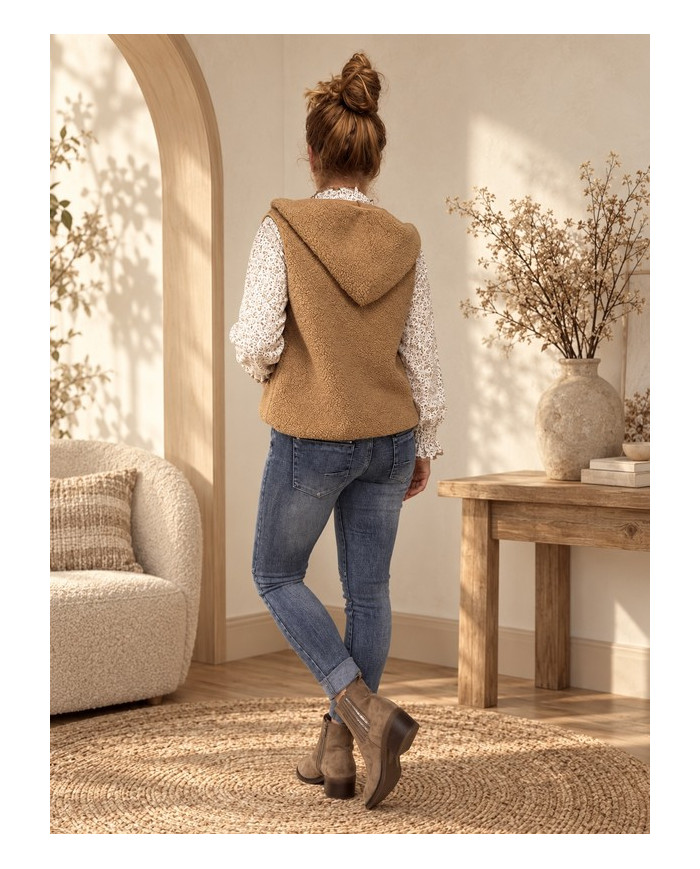 Chemisier fleuri taupe / camel Nawelle
