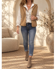 Chemisier fleuri taupe / camel Nawelle