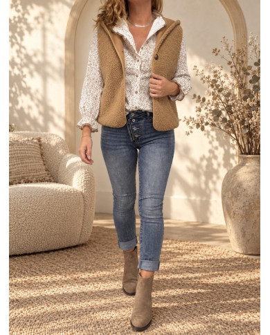 Chemisier fleuri taupe / camel Nawelle