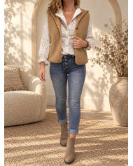 Chemisier fleuri taupe / camel Nawelle