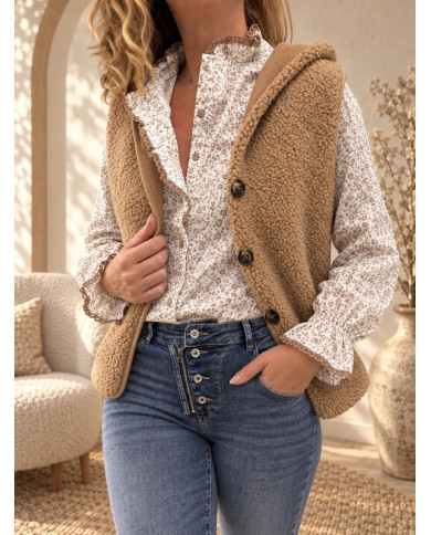 Chemisier fleuri taupe / camel Nawelle