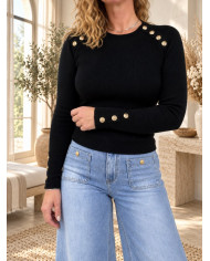 Top noir avec boutons dorés