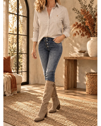 Chemisier rayé taupe Roxie