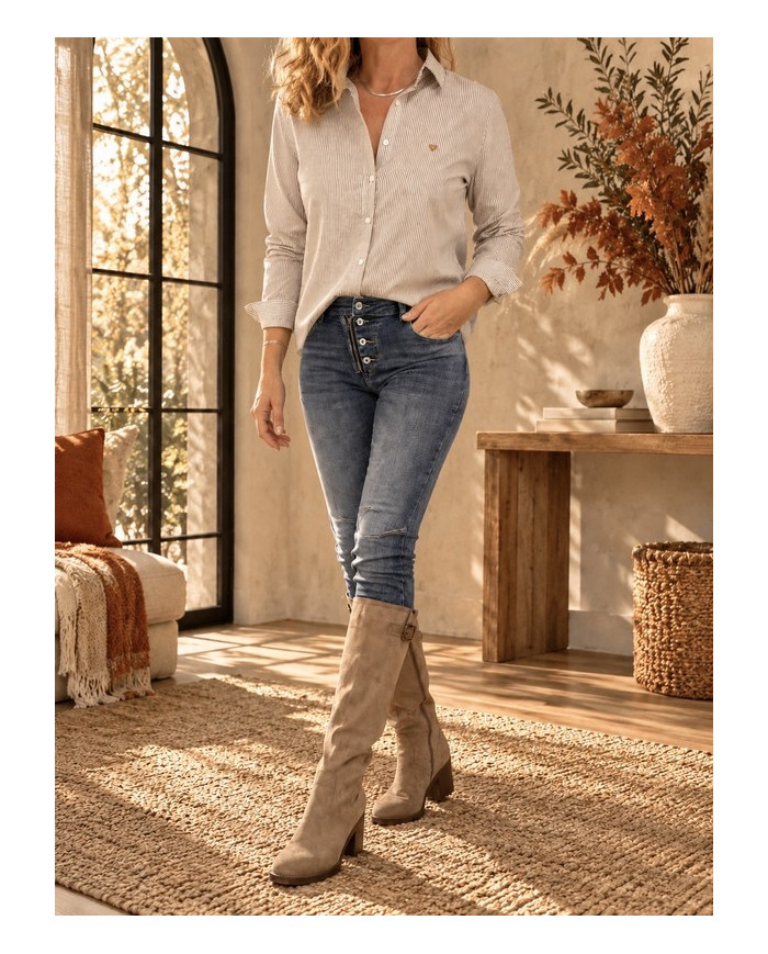 Chemisier rayé taupe Roxie