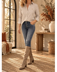 Chemisier rayé taupe Roxie