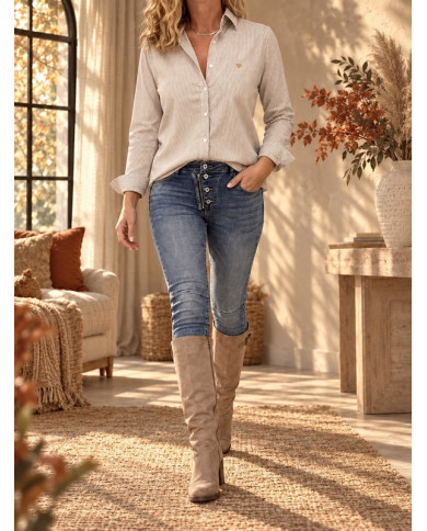 Chemisier rayé taupe Roxie