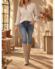 Chemisier rayé taupe Roxie