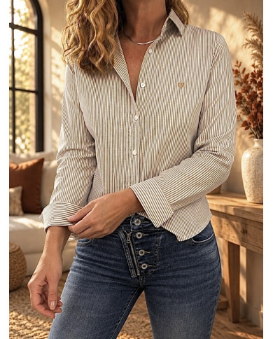 Chemisier rayé taupe Roxie