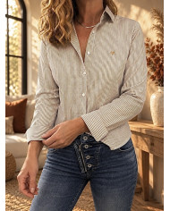 Chemisier rayé taupe Roxie