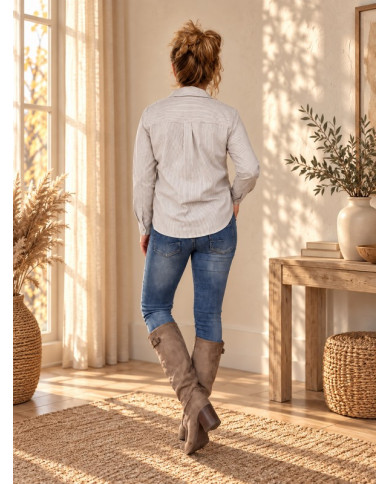 Chemisier rayé taupe Roxie