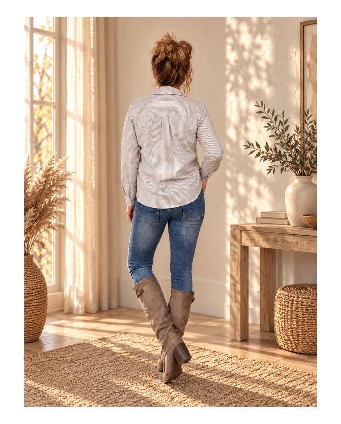 Chemisier rayé taupe Roxie
