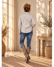 Chemisier rayé taupe Roxie