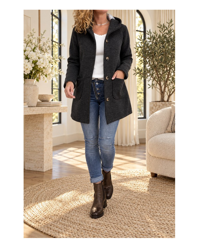 Manteau mi saison noir / gris foncé