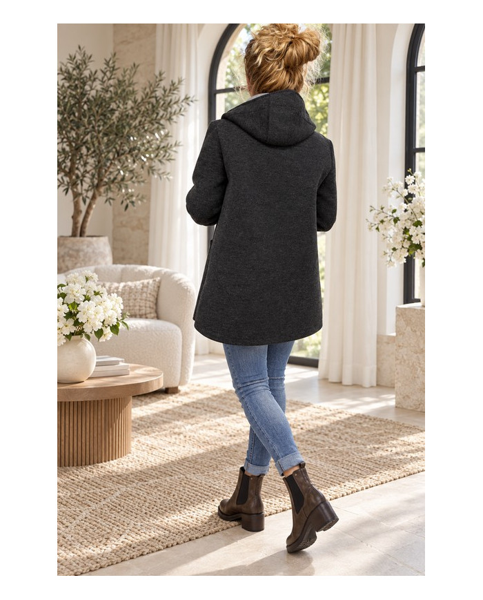 Manteau mi saison noir / gris foncé