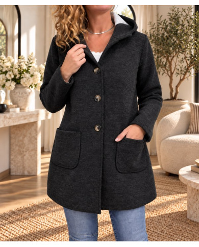 Manteau mi saison noir / gris foncé