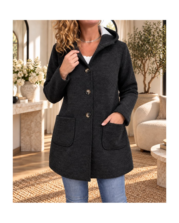 Manteau mi saison noir / gris foncé