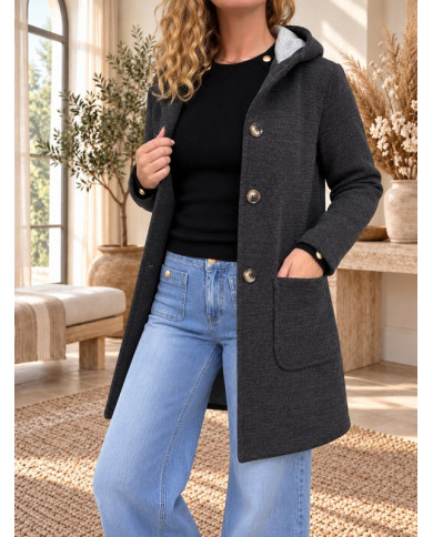 Manteau mi saison noir / gris foncé