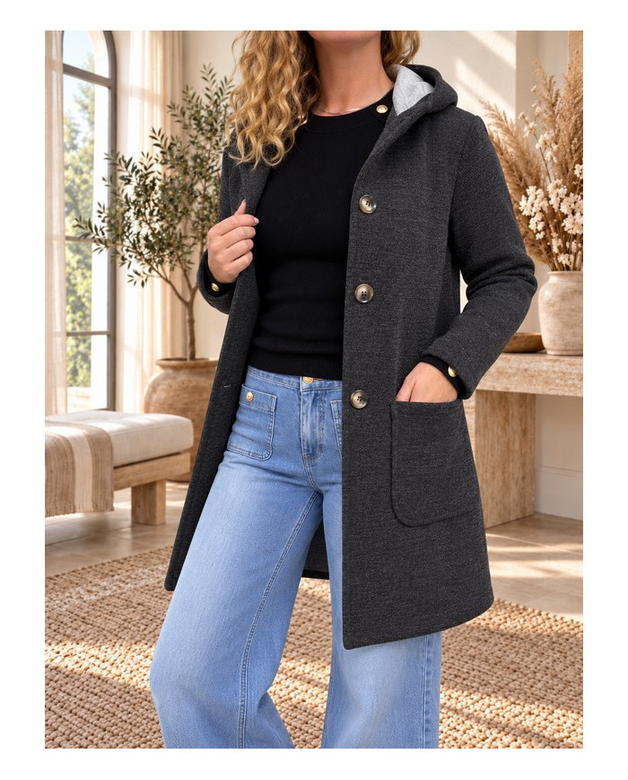 Manteau mi saison noir / gris foncé