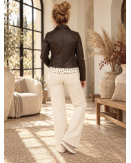 Veste en simili cuir marron chocolat - taille 36/S