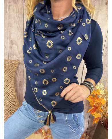 Écharpe patchwork bleue Jeanne