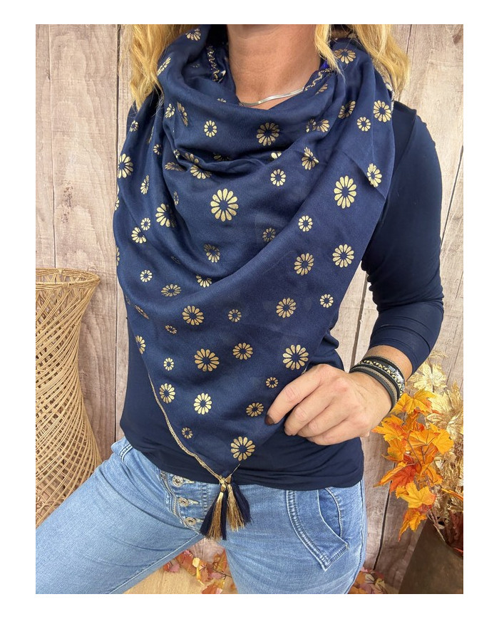Écharpe patchwork bleue Jeanne