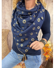 Écharpe patchwork bleue Jeanne