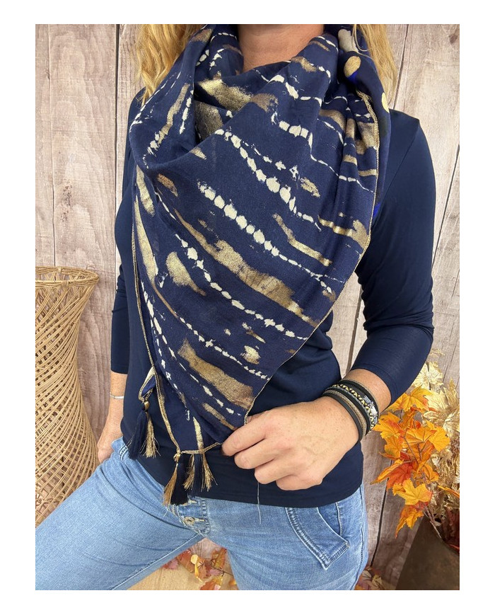 Écharpe patchwork bleue Jeanne
