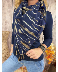 Écharpe patchwork bleue Jeanne