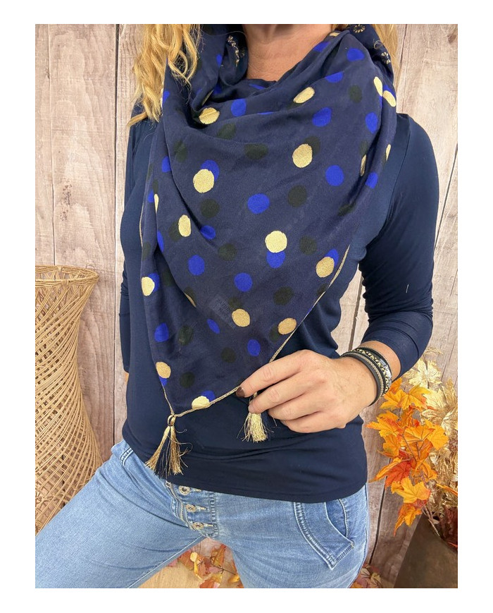 Écharpe patchwork bleue Jeanne