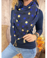 Écharpe patchwork bleue Jeanne