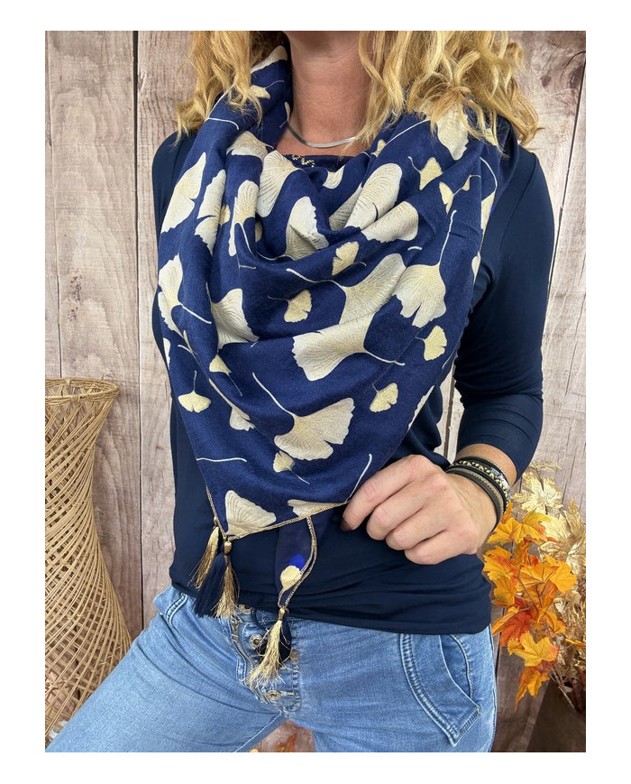 Écharpe patchwork bleue Jeanne