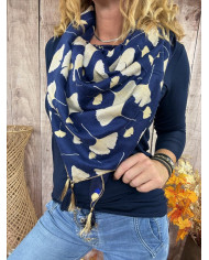 Écharpe patchwork bleue Jeanne