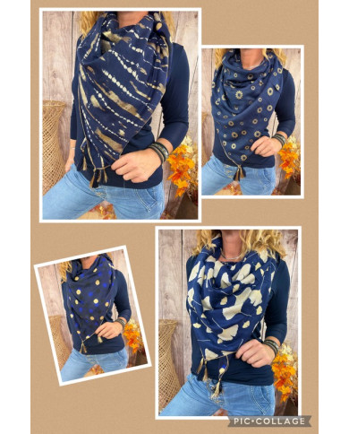 Écharpe patchwork bleue Jeanne