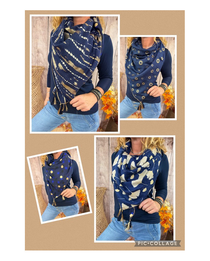 Écharpe patchwork bleue Jeanne