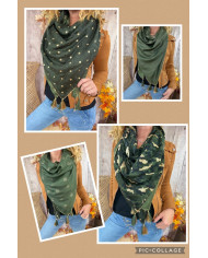 Écharpe patchwork kaki Eline