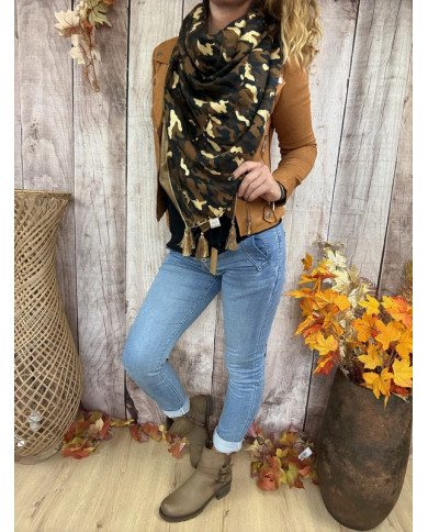 Écharpe patchwork camel Fantine