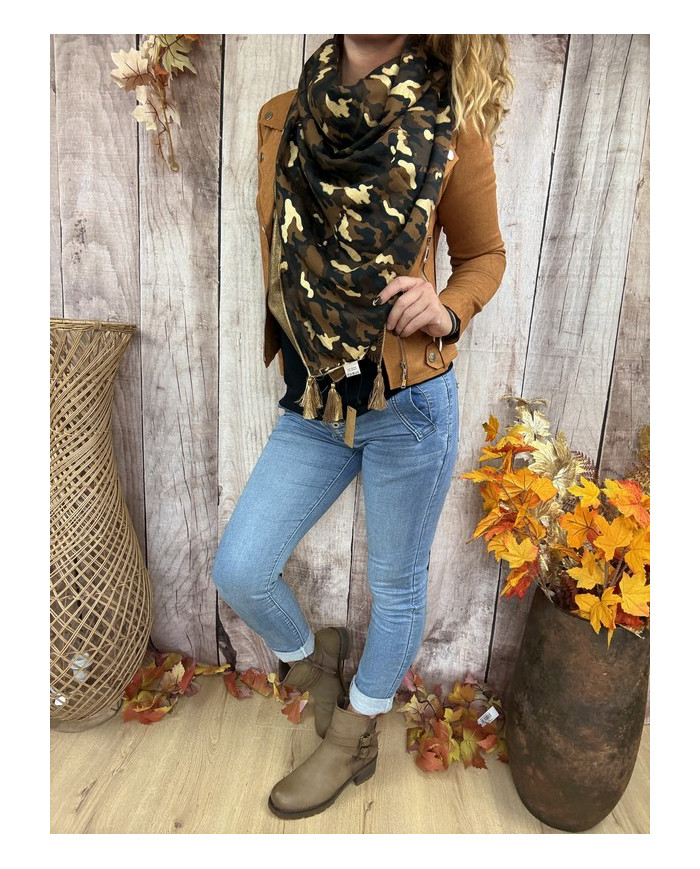Écharpe patchwork camel Fantine