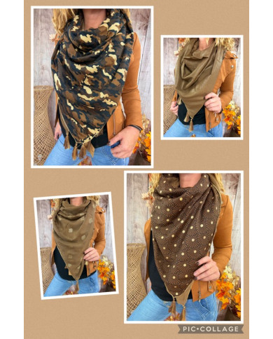 Écharpe patchwork camel Fantine