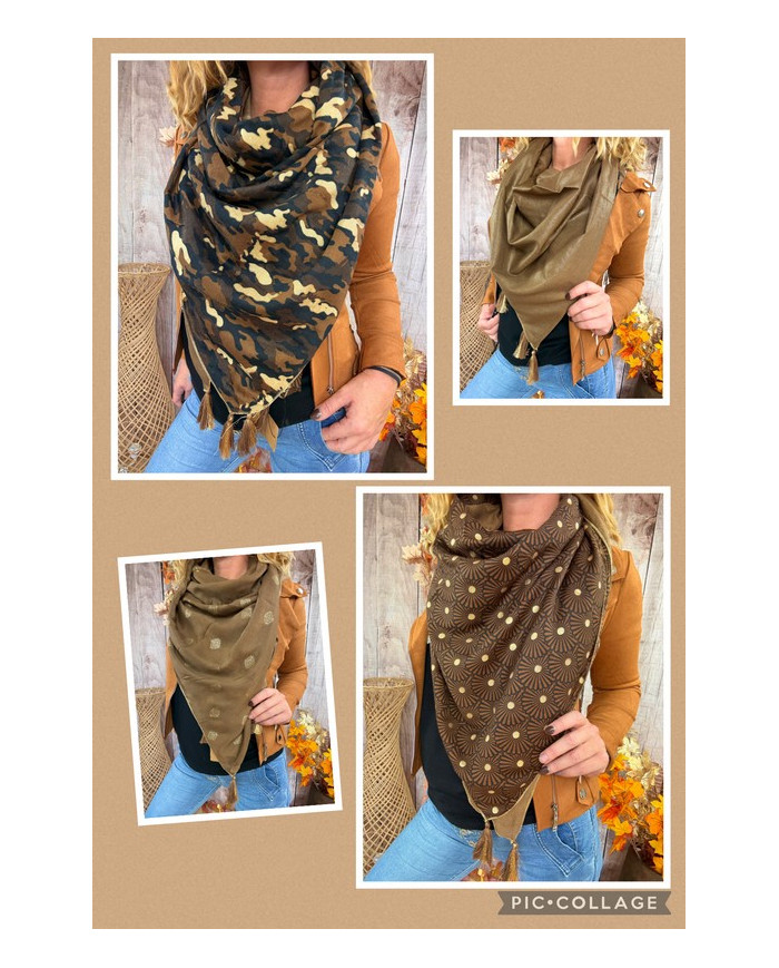 Écharpe patchwork camel Fantine