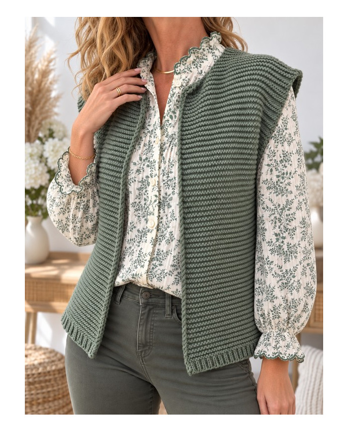 Chemisier fleuri vert tilleul