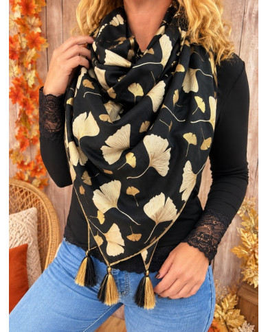 Écharpe patchwork noire Pauline