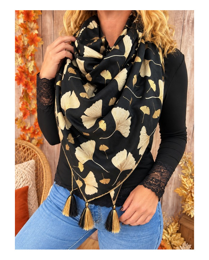 Écharpe patchwork noire Pauline
