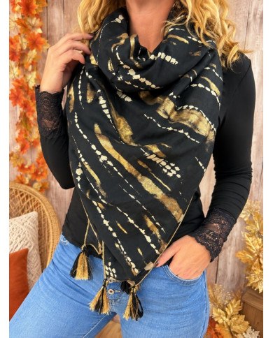 Écharpe patchwork noire Pauline