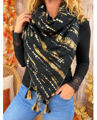 Écharpe patchwork noire Pauline