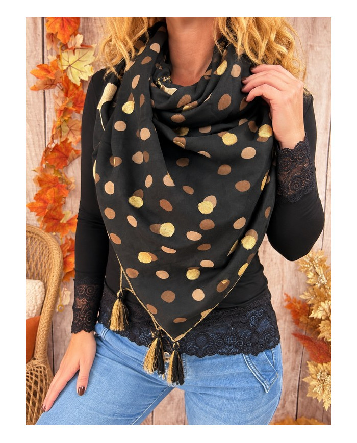 Écharpe patchwork noire Pauline