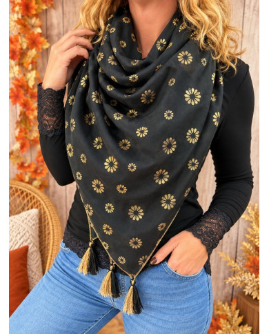 Écharpe patchwork noire Pauline