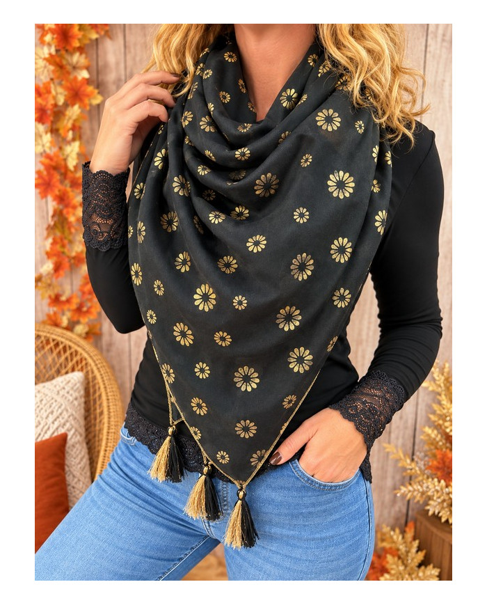 Écharpe patchwork noire Pauline