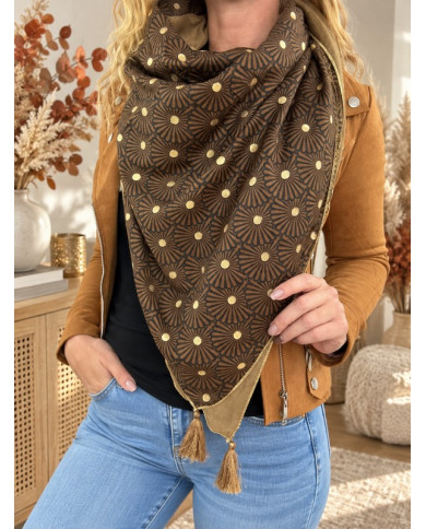 Écharpe patchwork camel Fantine