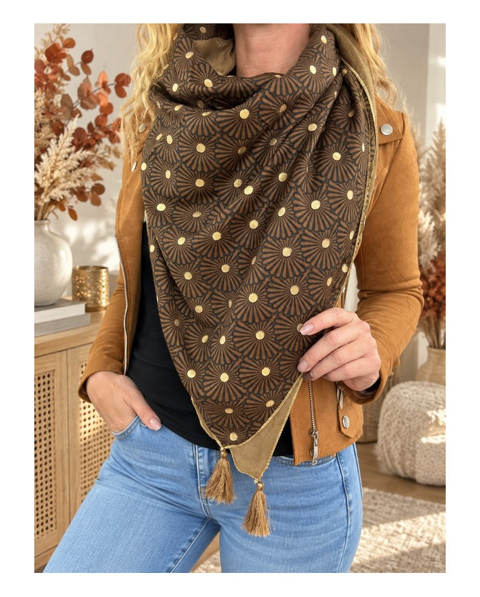Écharpe patchwork camel Fantine